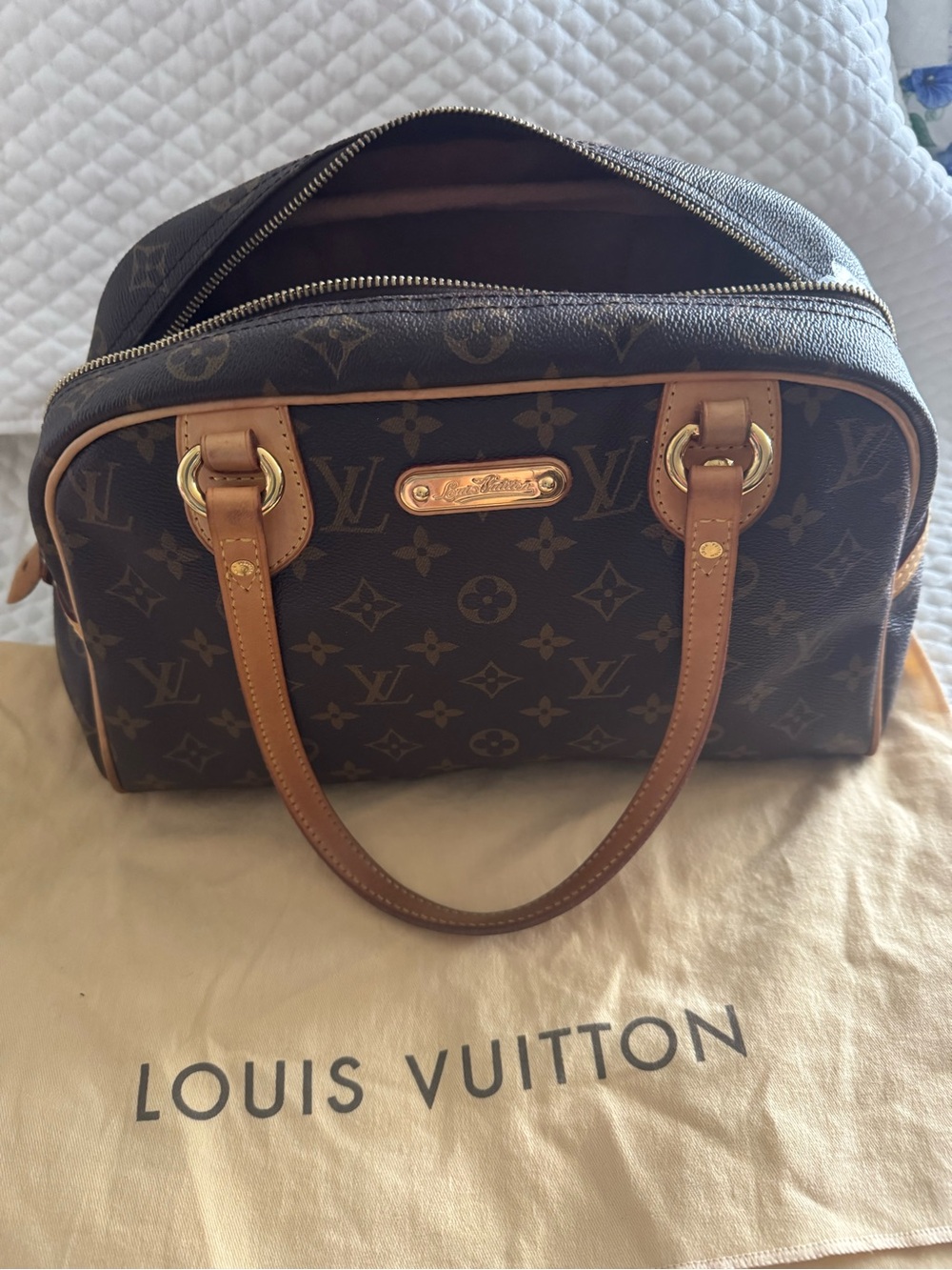 Louis Vuitton Monogram Canvas Top-Handle Satchel in Brown and Tan - Picture 3 of 11